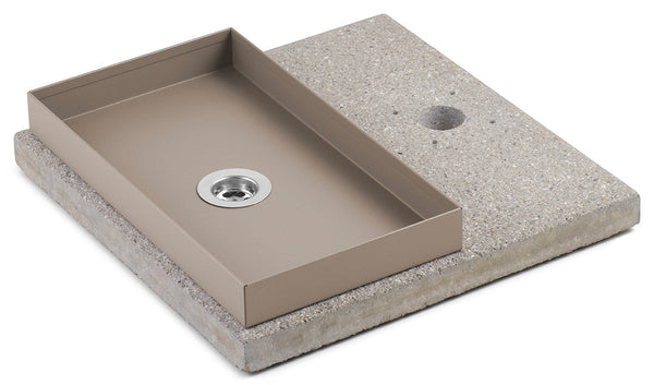 Sockel mit Tablett für Springbrunnen mit kleinem Ring 40x40x5 cm aus Zement Belfer 42/BSE/6 Tortora prezzo