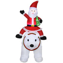 Babbo Natale Gonfiabile con Orso Polare 130x80x180 cm con Luci LED per Esterno e Interno