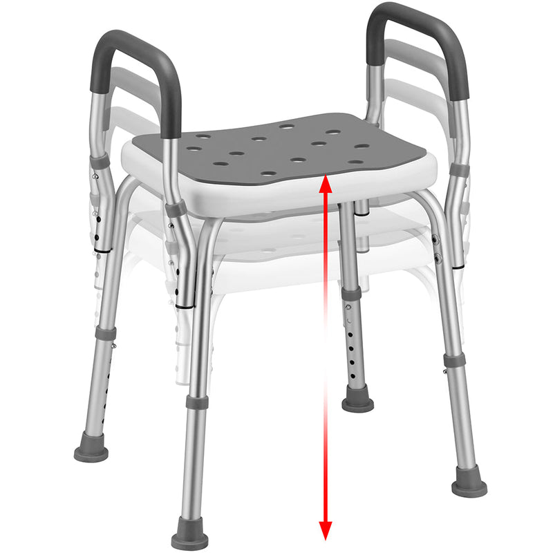 Sgabello da Doccia 6 Altezze Regolabili Sedia Bagno Antiscivolo Capacità 150 kg