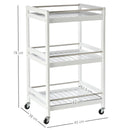Carrello da Cucina 45x38x78 cm 3 Ripiani in Legno  Bianco