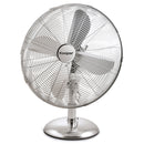 Ventilatore da Tavolo 4 Pale 3 Velocità 50W in Acciaio Laminato e Alluminio Argento      