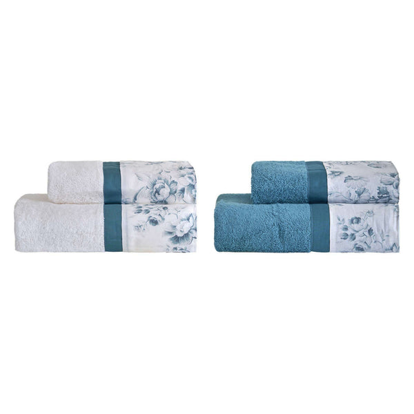 Schwamm-Set 4 Stück Gesicht + Gästetücher mit Garrini Samantha Blue Frill acquista