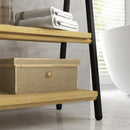 Portasciugamani da Terra Pieghevole 3 Barre e 3 Ripiani 53x31x153 cm in Bambù e Acciaio Nero