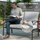 Set 4 Pezzi da Esterno Divano 2 Poltrone e Tavolino in Alluminio e Fibra Grigio Carbone   