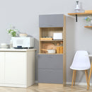 Madia Credenza per Cucina 2 Cassetti e Armadietto 60x38x168 cm in Legno  Grigio