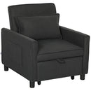 Poltrona Letto Reclinabile 74x84x81 cm in Tessuto Effetto Velluto Grigio Scuro  