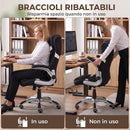 Sedia da Ufficio Ergonomica 68x76x109-117 cm con Supporto Lombare e Altezza Regolabile in Tessuto Effetto Lino Nero      