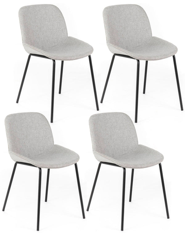 sconto Set 4 Sedie 57x46xH80 cm in Tessuto Eva Grigio Chiaro