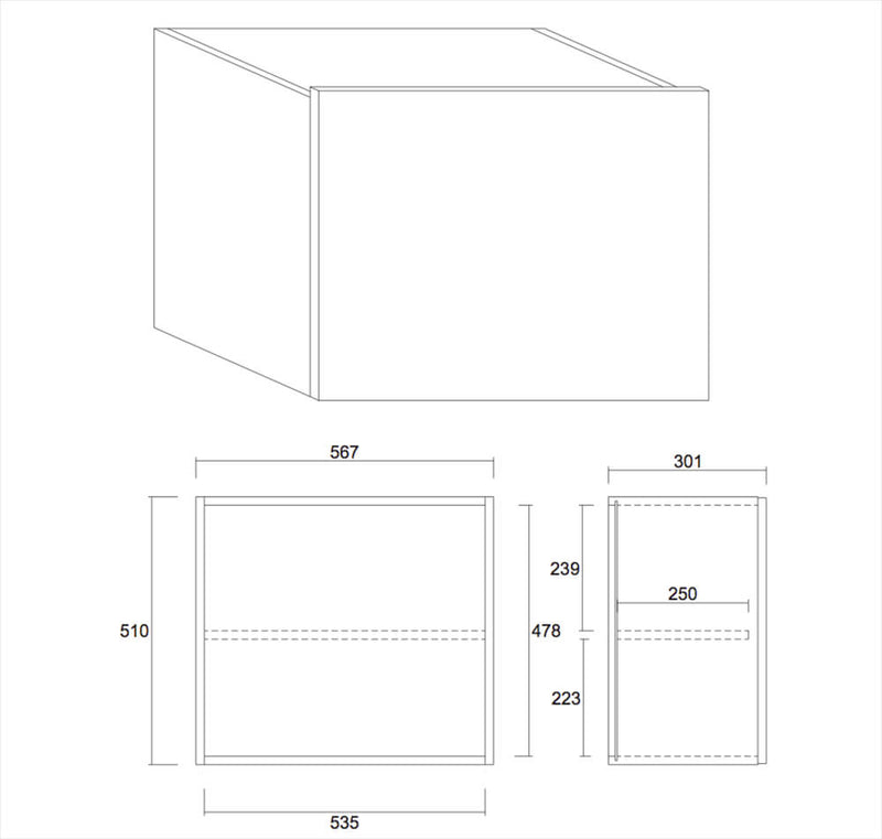 Mobile Sospeso Quadrato da Salotto con 2 Ripiani 57x31x51cm TFT  Boost Giallo