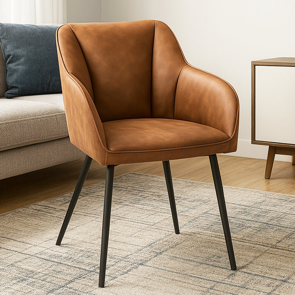 prezzo Poltrona Ergonomica Sedia Imbottita con Gambe in Metallo Nero in Microfibra Effetto Scamosciato Marrone