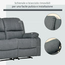 Divano 2 Posti 141,5x95x94,5 cm in Tessuto Grigio