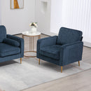 Poltrona da Salotto  con Gambe in Acciaio Dorate e Tasche Laterali 81x84x87 cm in Tessuto Blu