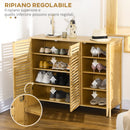 Mobile Scarpiera a 8 Ripiani su 3 Livelli con Maniglie 100x35x80 cm in Bambù 