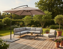 Ombrellone da Giardino Decentrato Texas 2x3m Tortora in Acciaio