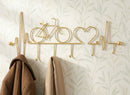 Appendiabiti da Muro Bicicletta Oro 59x3,2x26,5 cm in Metallo Oro      