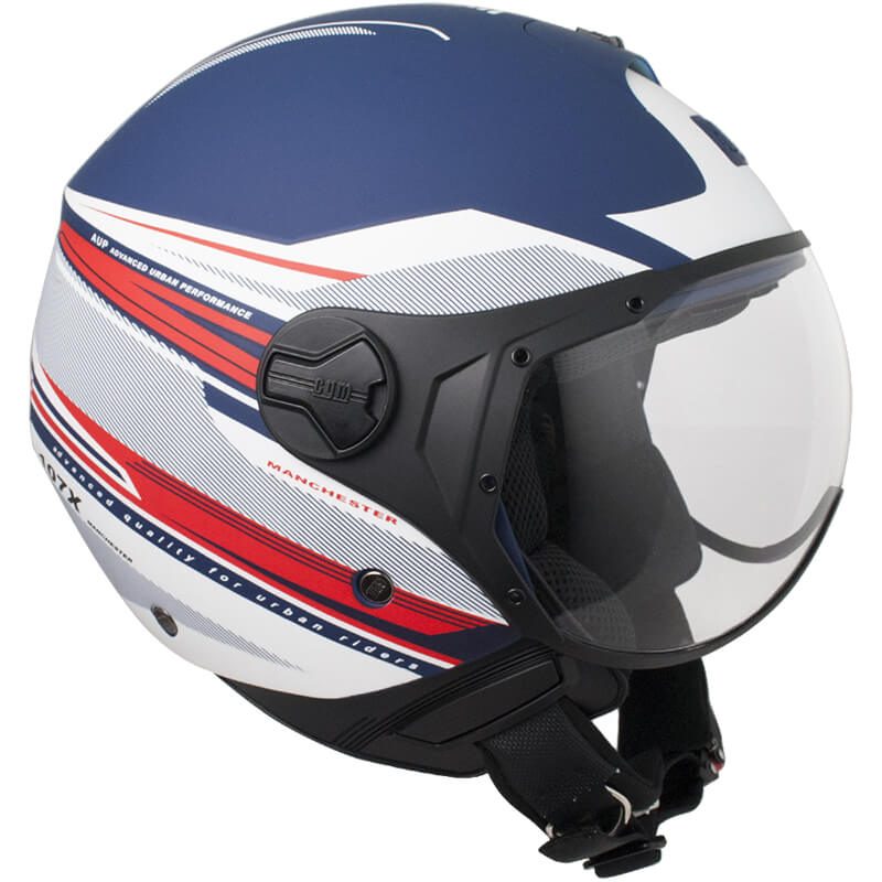 Casco Jet per Scooter Visiera Sagomata CGM Manchester 107X Blu Opaco