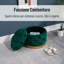 Pouf Contenitore con Coperchio in Velluto con Bottoni Trapuntati   Verde