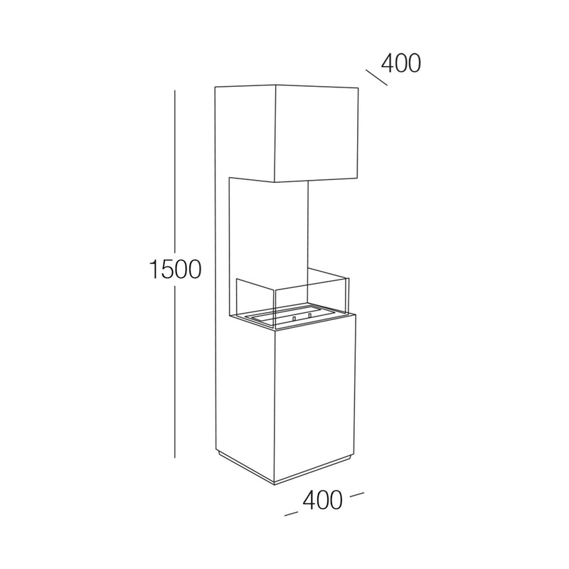 Camino a Bioetanolo da Pavimento 40x40x150 cm 2500W 1,5L Livigno Bianco 