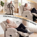 Poltrona Elettrica Alzapersona Reclinabile 150° 93x104x100 cm con Seduta Ampia Massaggiante e Riscaldata in Velluto Beige      