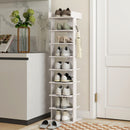Scarpiera Organizzatore di Scarpe 30x30x128,4 cm con 9 Ripiani e Ganci Bianco      