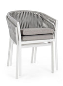 Set 4 Sedie 57x60x80h cm con Braccioli e Cuscini Florencia Bianco