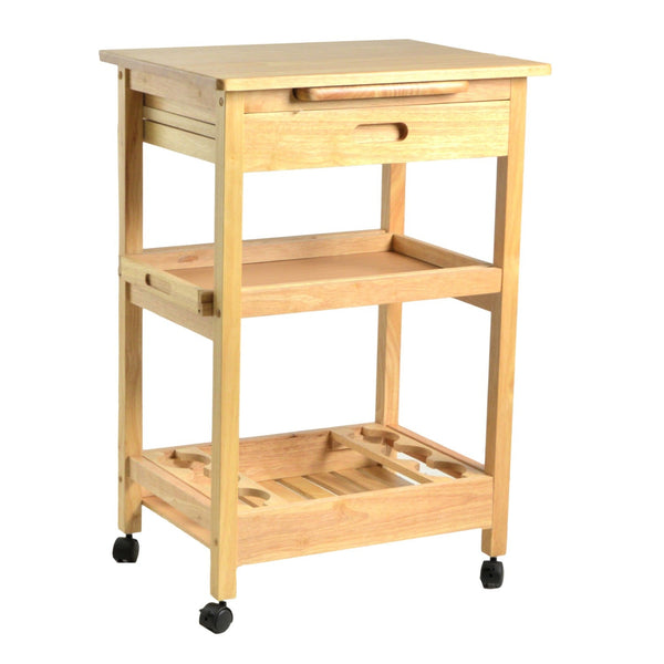 sconto Küchenwagen aus Gummiholz ​​2 Böden und Schublade 60x45H88,5cm Adami