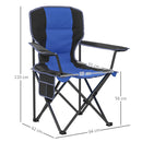 Sedia da Campeggio Pieghevole con Tasca e Portabicchieri Blu    