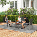 Set da Giardino 4 Pezzi con Divano 2 Sedie e Tavolino Basso con Piano in Vetro Rivestimento in Textilene Nero     