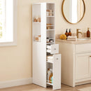 Mobile Colonna Bagno 18x40x135 cm con 2 Cassetti 2 Ripiani e 3 Scomparti in MDF Bianco      