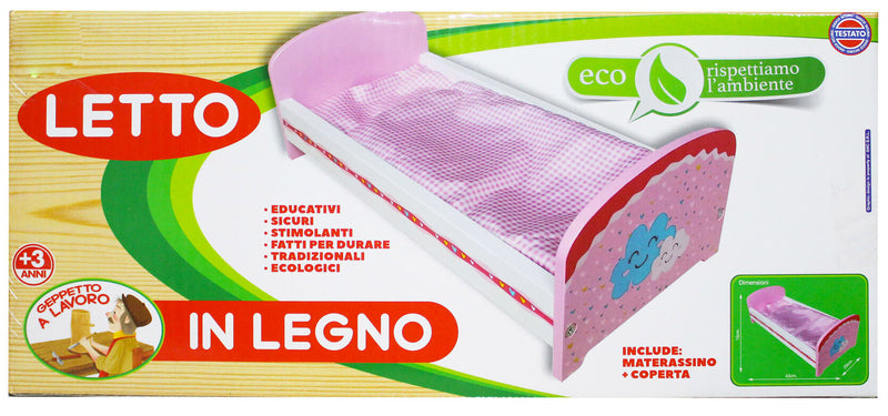 Letto per Bambola 43x20x15 cm in Legno
