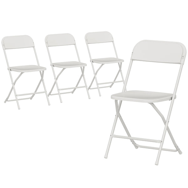 acquista Set 4 Sedie Pieghevoli 45x49x79,5 cm con Fori di Drenaggio in Plastica e Metallo Bianco