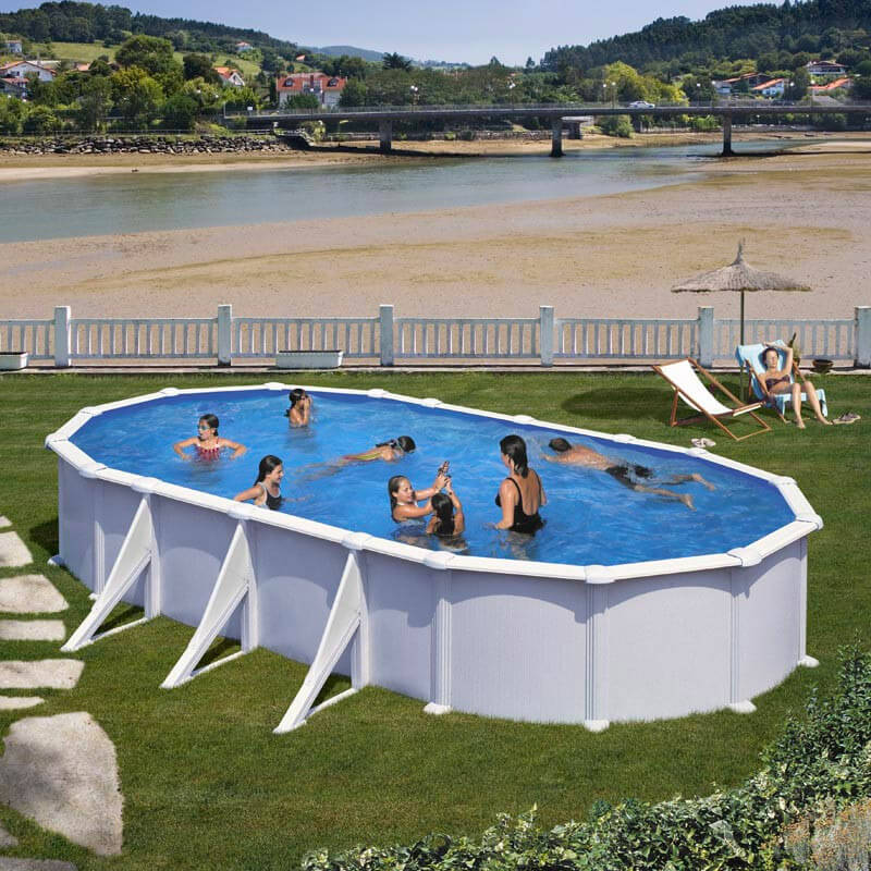 Piscina Ovale Fuori Terra 800x470xh132 cm in Acciaio e PVC Gre Atlantis