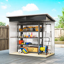 Casetta Box da Giardino 211x133x173/190 cm con Kit di Fondazione Porta Blocco Tetto Inclinato in Acciaio Zincato Grigio      