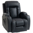 Poltrona Reclinabile Massaggiante e Riscaldata 8 Punti Massaggio e 3 Modalità con Telecomando in Pelle PU Nero      