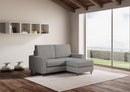 Divano 2 Posti con Pouf 148x155x85 cm Sakar in Tessuto Grigio