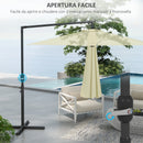 Ombrellone da Giardino Decentrato 3x2.5 m con Base a Croce e Apertura a Manovella Beige