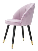 Sedia Loty Rosa 57x58x80 cm in Legno e Velluto Rosa Nero e Oro