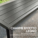 Panchina da Giardino 2 Posti 130x34x43 cm a Doghe Effetto Legno Struttura in Acciaio Grigio      