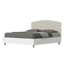 Letto Matrimoniale con Rete e Contenitore Alzata Comoda Struttura Bianco Frassico e Testata in Similpelle Antilia Tortora Varie Misure
