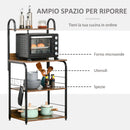 Mobile Cucina 4 Ripiani 60x40x125 cm in Acciaio e Legno