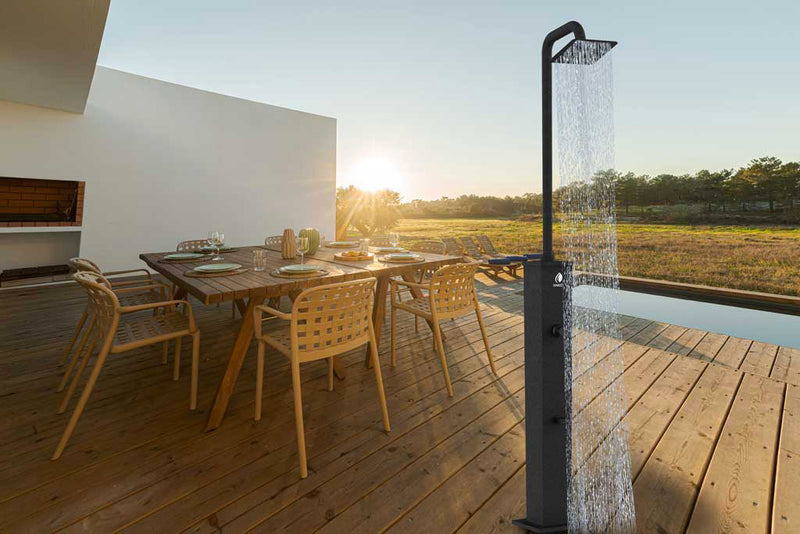 Doccia Solare da Giardino 26L Miscelatore e Lavapiedi Sined Dino Nera