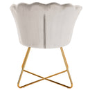 Sedia Relax con Schienale e Seduta in Velluto Beige Struttura Metallo