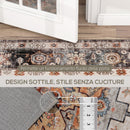 Tappeto Bohemien Antiscivolo e Lavabile 230x160 cm a Pelo Corto in Effetto Cashmere Marrone  