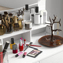 Consolle Trucco con Specchio e 10 Luci LED Stile Hollywood 80x40x135 cm in Melamina Bianco  