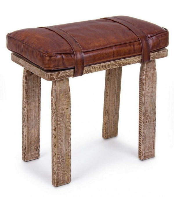sconto Rechteckiger Charleston Hocker aus Leder