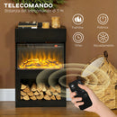 Camino Elettrico da Pavimento con Effetto Fiamma 3D Colorata 1000W/2000W con Temperatura Regolabile e Telecomando Nero      