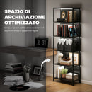 Libreria Scaffale in Stile Industriale 60x30x179 cm a 5 Ripiani con Illuminazione LED, in Metallo e Legno Nero      