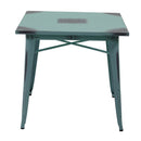 Tavolo Quadrato in Metallo Bristol Azzurro Antico