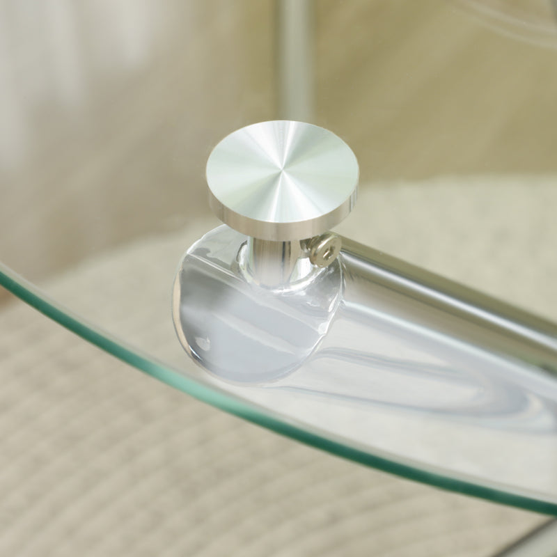 Tavolino Ø80x74 cm con Piano in vetro Gambe in Acciaio