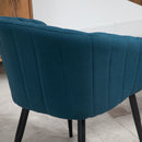 Set 2 Sedie Imbottite in Tessuto Effetto Lino Blu   